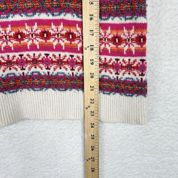 Loft Fair Isle Sweater Pink Multicolor Wool Blend Knit Women’s Medium‎ - Picture 10 of 11